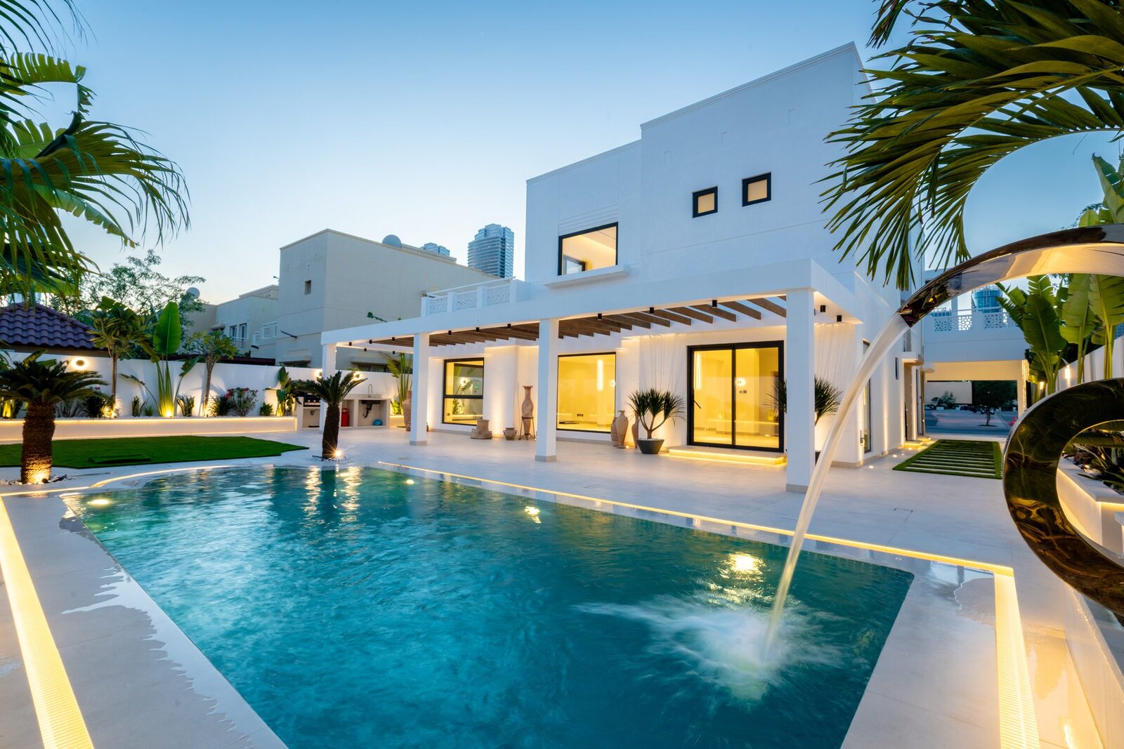 Entrance of a Crownstone-renovated villa in The Meadows, Dubai