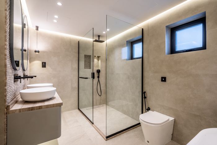 Shower & Double Vanity &mdash; completed Crownstone villa renovation, Dubai
