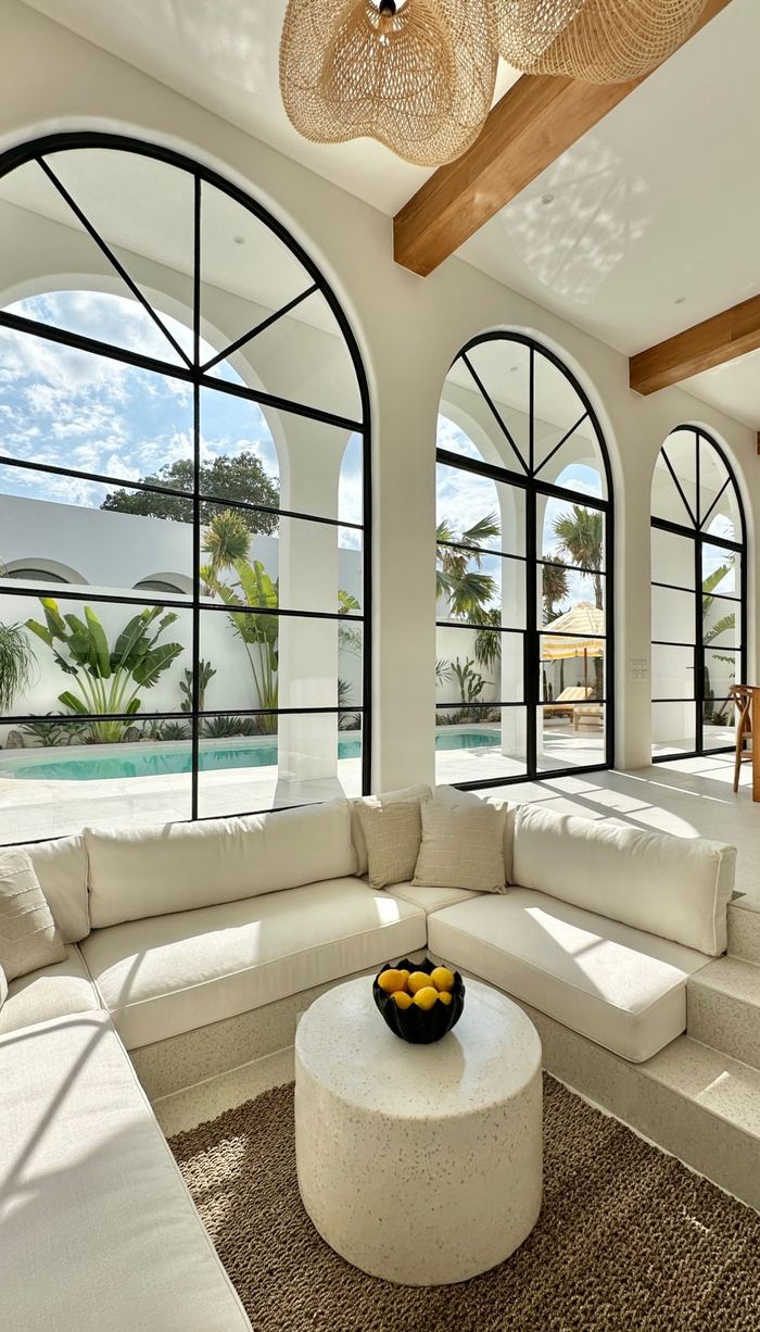 Living Room with Arched Windows &mdash; completed Crownstone villa renovation, Dubai
