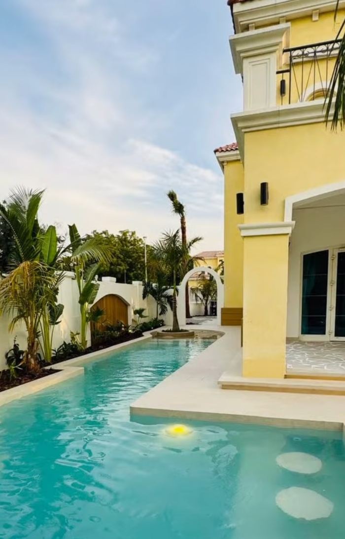 Courtyard Pool by Day &mdash; completed Crownstone villa renovation, Dubai