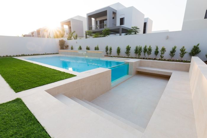 Raised Pool & Lawn Terrace &mdash; completed Crownstone villa renovation, Dubai