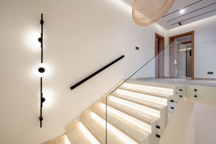 Staircase Wall Lighting Detail &mdash; completed Crownstone villa renovation, Dubai